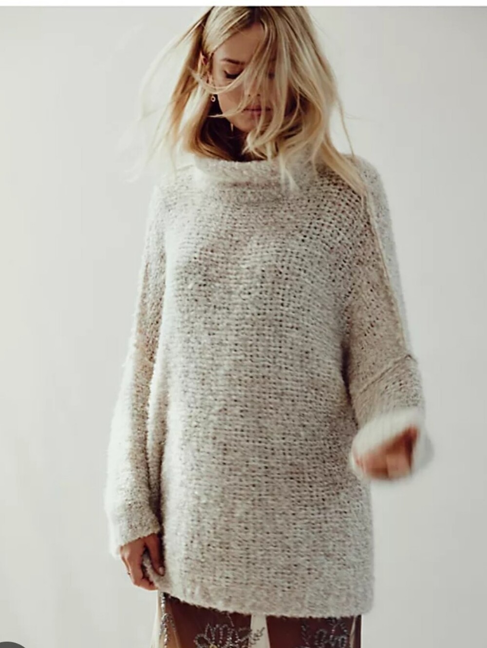 Free People In Her Element Tunic Oatmeal Combo Colour Size Large - Picture 1 of 9